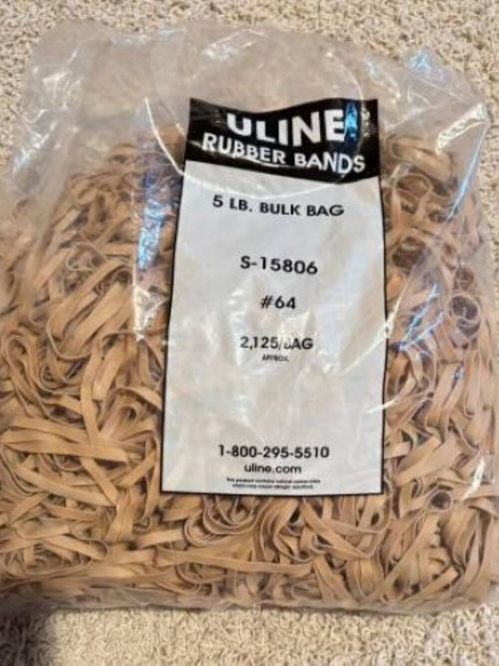 NEW! ULINE Rubber Bands 5lbs Bulk Bag 3 1/2 x 1/4" #S-15806
